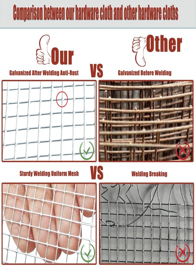 LOVEERCT Galvanized Hardware Cloth 1/4 Inch 4in X 20ft 23 Gauge Hot-dip Galvanized After Welding, Hot Dipped Galvanized Welded Cage Wire Mesh Roll, Handicraft Making Wire Mesh - Image 3