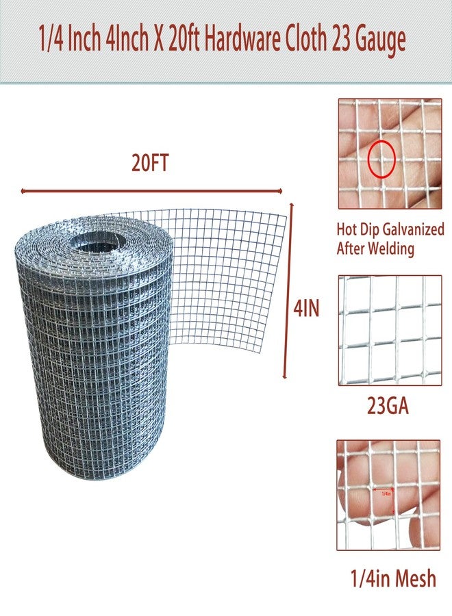 LOVEERCT Galvanized Hardware Cloth 1/4 Inch 4in X 20ft 23 Gauge Hot-dip Galvanized After Welding, Hot Dipped Galvanized Welded Cage Wire Mesh Roll, Handicraft Making Wire Mesh - Image 2