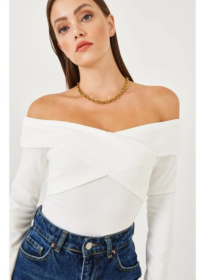 Ginger Off Shoulder Foldover Detail Top