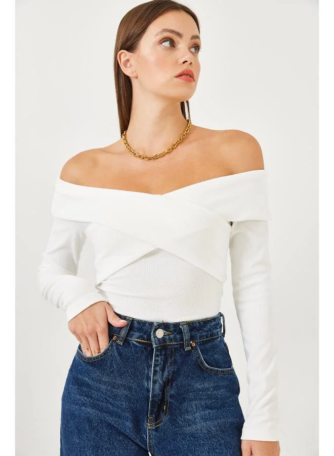 Ginger Off Shoulder Foldover Detail Top