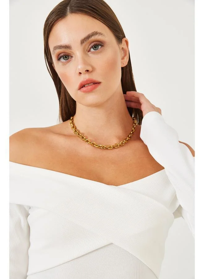 Ginger Off Shoulder Foldover Detail Top