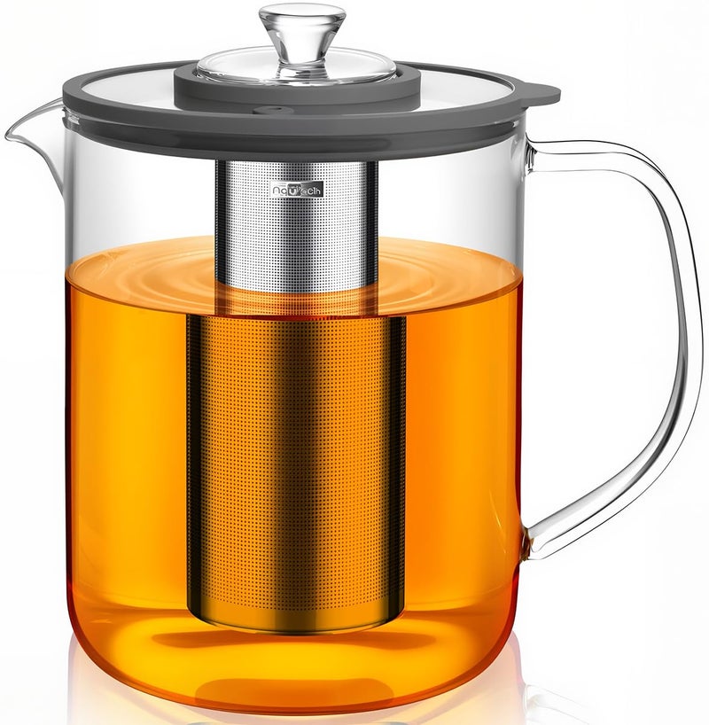 Aquach 85oz Large Glass Teapot & Tea Maker- Stovetop & Dishwasher Safe, Plastic-Free Borosilicate Glass Tea Kettle for Loose Leaf & Iced Tea - Image 1