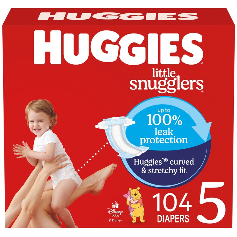 Huggies Size 5 Diapers, Little Snugglers Baby Diapers, Size 5 (27+ lbs), 104 Count, Packaging May Vary - Image 1