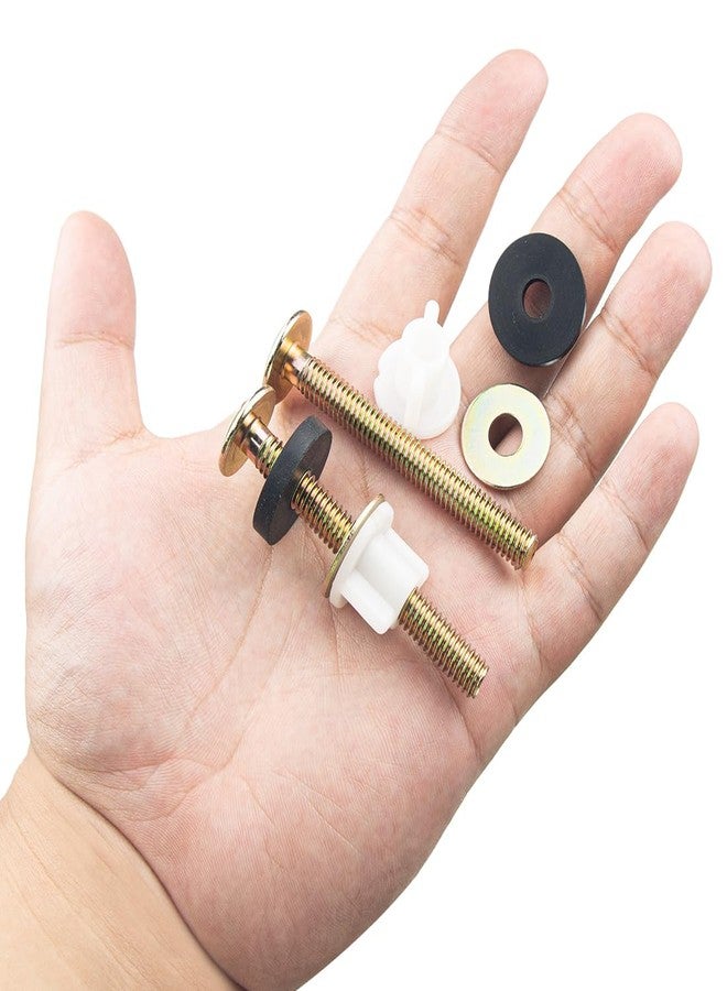 ELANE مجموعة 4 من براغي مقعد المرحاض البديلة ELANE، براغي مقعد المرحاض البديلة، براغي ومكسرات مقعد المرحاض (ذهب معدني) - Image 3