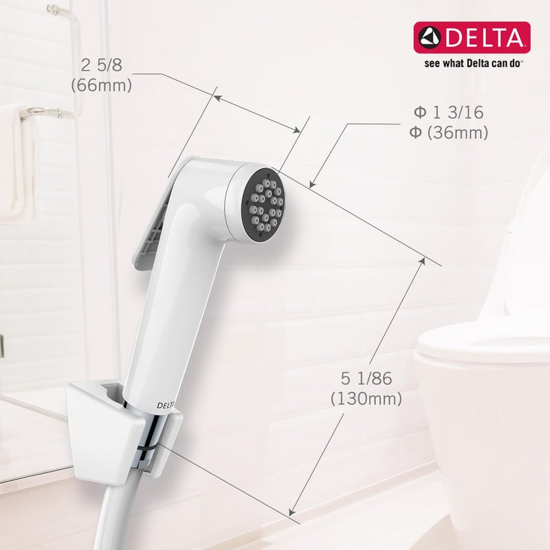 DELTA FAUCET صنبور دلتا | صنبور صحي مع خرطوم مرن بطول 1.2 متر وحامل | رشاش نفاث متميز للمرحاض (هيكل أبيض) | 22901-I-W - Image 4