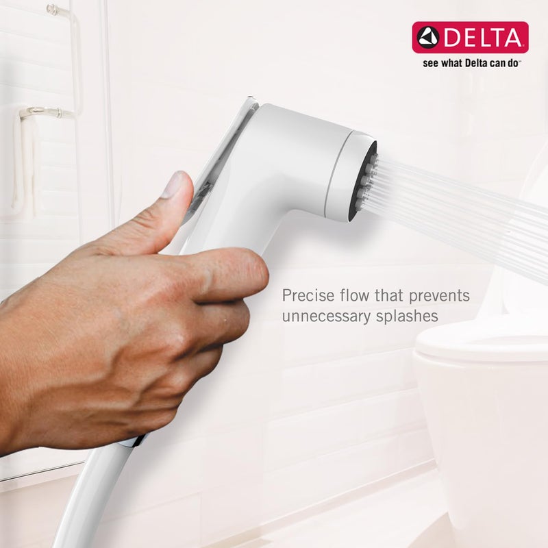 DELTA FAUCET صنبور دلتا | صنبور صحي مع خرطوم مرن بطول 1.2 متر وحامل | رشاش نفاث متميز للمرحاض (هيكل أبيض) | 22901-I-W - Image 2