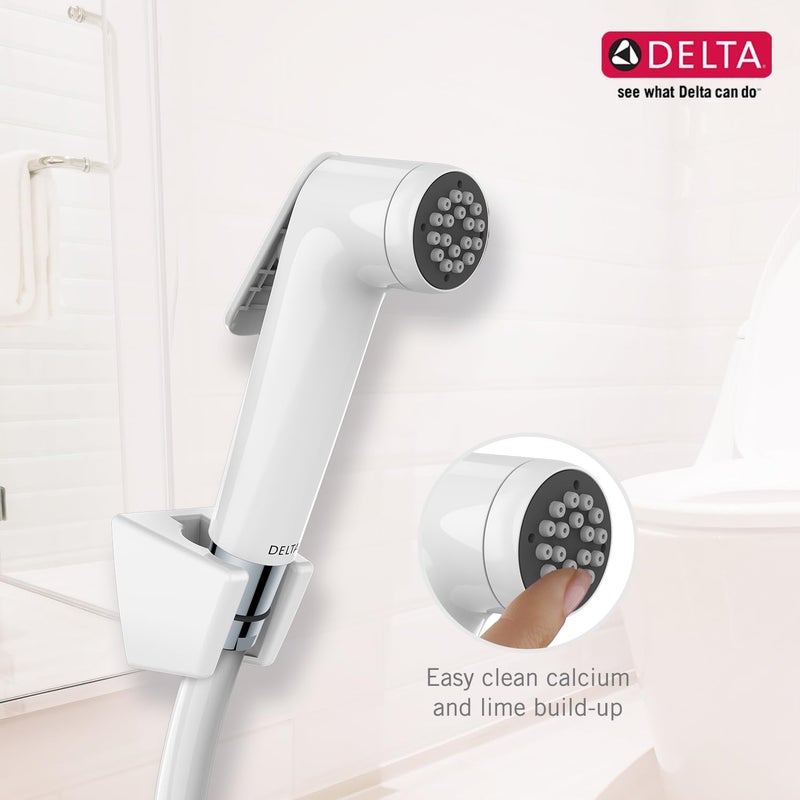 DELTA FAUCET صنبور دلتا | صنبور صحي مع خرطوم مرن بطول 1.2 متر وحامل | رشاش نفاث متميز للمرحاض (هيكل أبيض) | 22901-I-W - Image 3