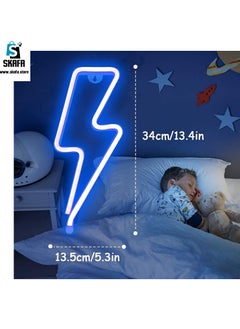 سكافا لافتة نيون على شكل صاعقة | لافتة نيون على شكل صاعقة LED | لافتة نيون على شكل صاعقة LED، ديكور حائط للمنزل وحفلات أعياد الميلاد وغرفة المعيشة وحفلات الزفاف.  - Image 4