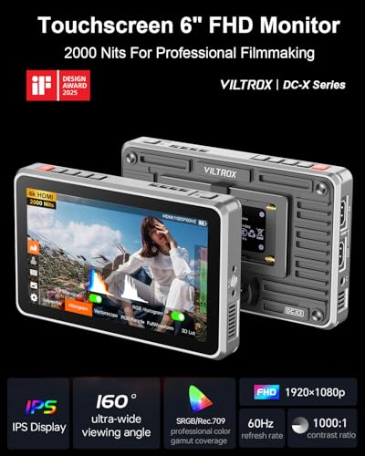 Viltrox DCX3 4K SDI Monitor DCX FHD 2000Nits 6 Touchscreen Camera Field Monitor with Sunshade Hood Battery Storage Bag DCX3 4K30Hz HDMISDI 350g - Image 3