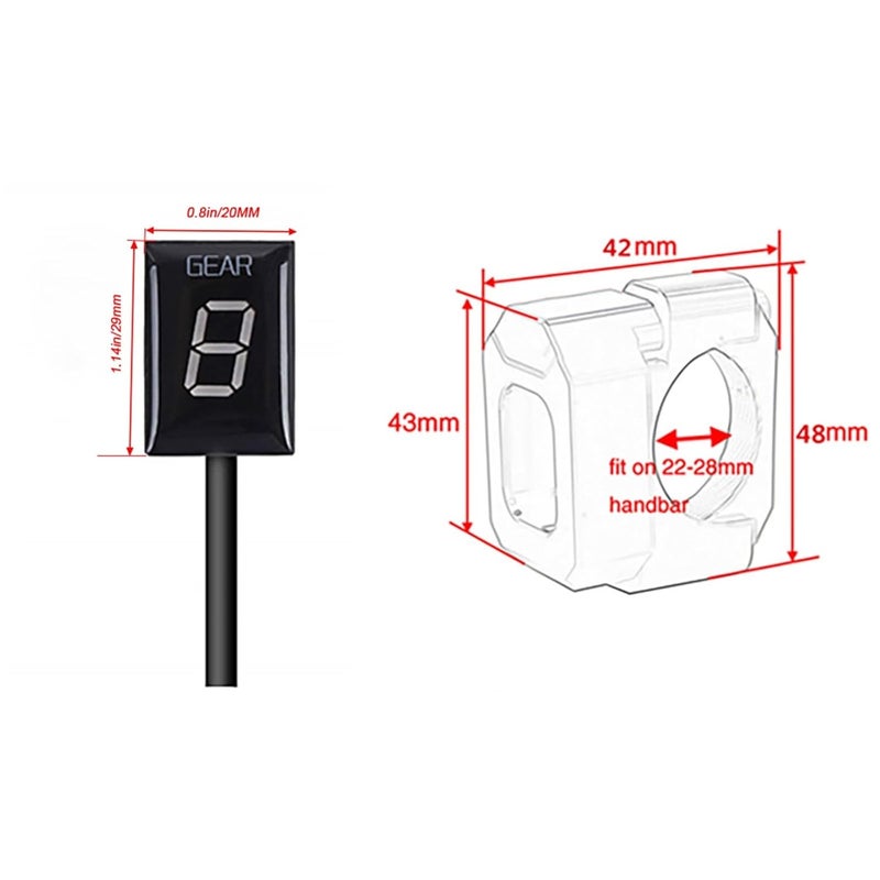 MKVAXR Motorcycle Gear Indicator for Suzuki VZR1800 (2011-2019) - Black Bracket - Image 2