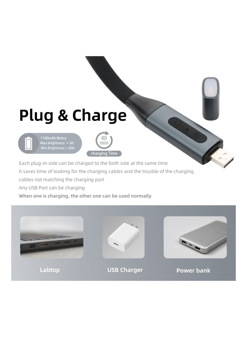 Y&D Book Light for Reading in Bed, Rechargeable Led Neck Light, 3 Colors, Stepless Dimming, Eye-protection, Long Lasting, Flexible Arm, Perfect Reading, Camping, Knitting, Repairing, Sewing - Image 2