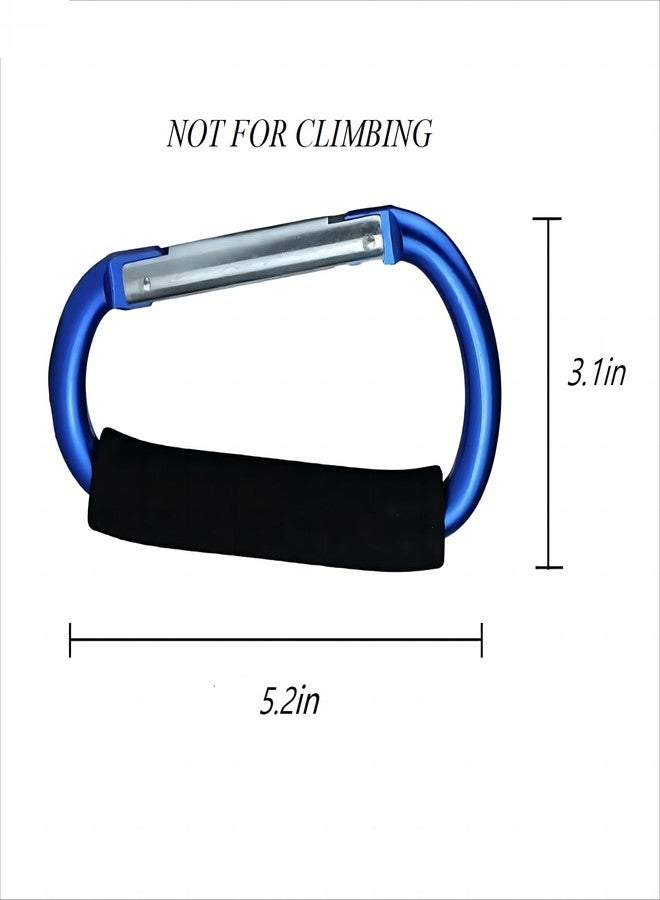 Noneea 3PCS Stroller Hooks, 5.2'' Large Carabiner Clip - Carabiner Large, Baby Stroller Hooks for Hanging Bags, Stroller Accessories(Blue) - Image 3