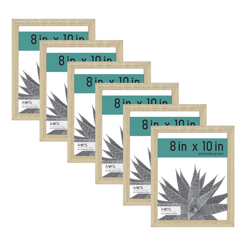 MCS Gallery Essential Picture Frames Photo Gallery Wall Frame Set Natural Woodgrain 8 x 10 Inch 6Pack