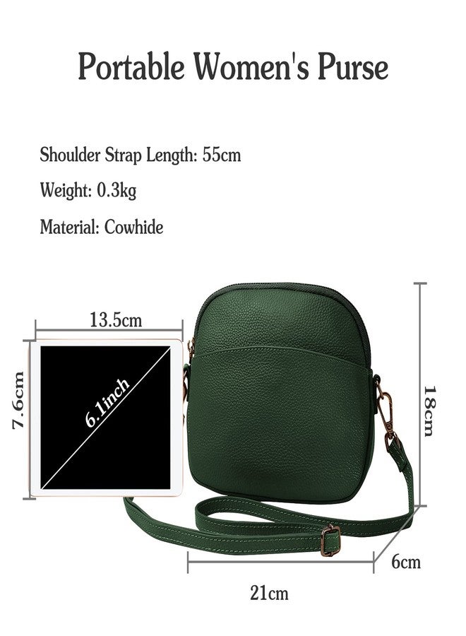 FANDARE Women Shoulder Bags Genuine Leather Purse Lightweight Satchel for Sport Work Hiking Shop Crossbody Bag Green - Image 3