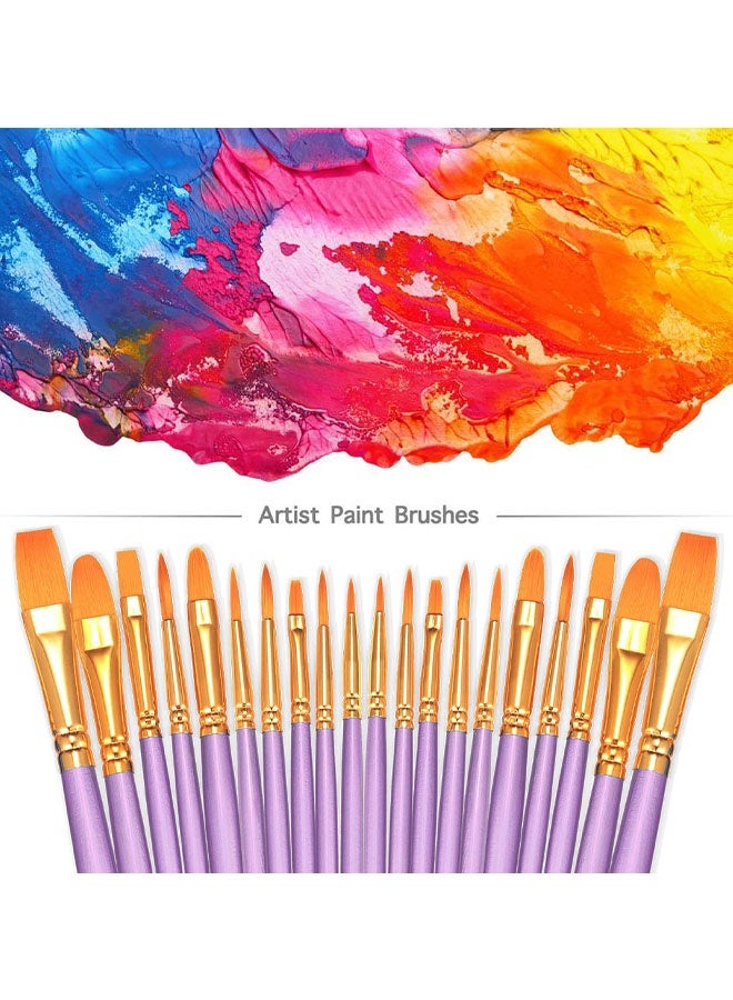 مجموعة من 10 فرش رسم فنية للرسم بالأكريليك، بمقبض خشبي ناعم ومريح، وشعيرات صناعية بأحجام وأشكال مختلفة، فرش ألوان مائية (بنفسجي) - Image 3