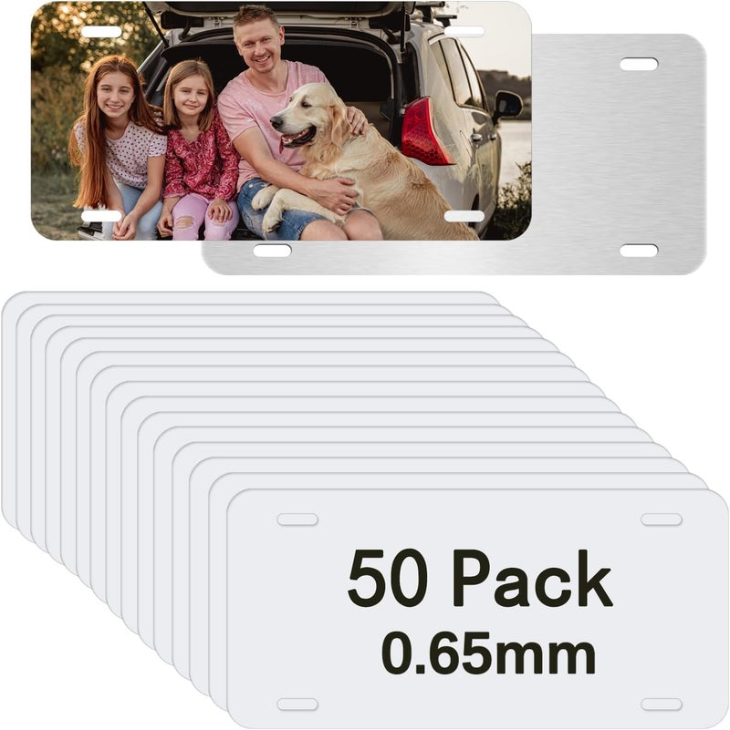 ORJ 50 Pack Sublimation License Plate Blanks 6"X12" x 0.65mm, White Metal Aluminum Automotive Front License Plate Tag - Image 1
