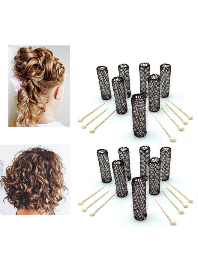 ALAZCO 14 pc Vintage Style Hair Roller Medium BRUSH ROLLERS & PINS Mesh Hair Curlers With Bristles 2.5"x 3/4", with Flexible Locking Pins - Image 2