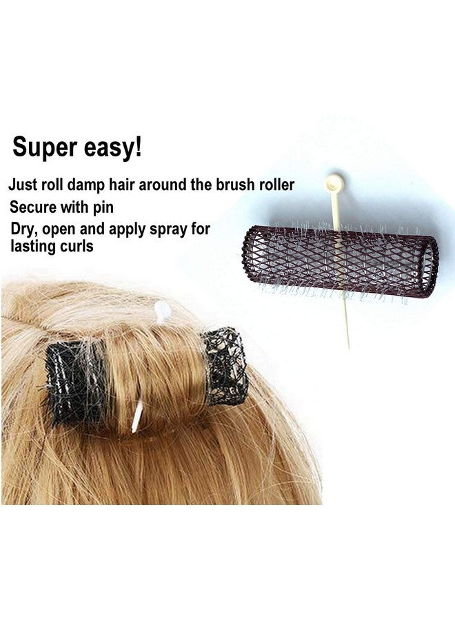 ALAZCO 14 pc Vintage Style Hair Roller Medium BRUSH ROLLERS & PINS Mesh Hair Curlers With Bristles 2.5"x 3/4", with Flexible Locking Pins - Image 3