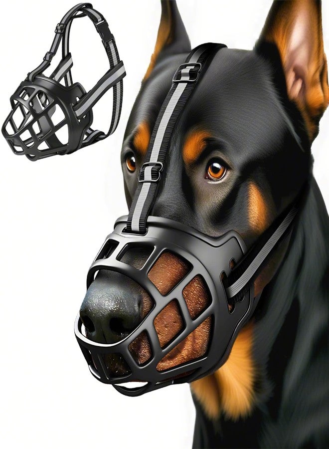 kanuoc Dog Muzzle, Breathable Basket Muzzles for Small Medium Large Sized Dogs, Adjustable Humane Cage Mouth Cover for Scavenging Grooming Biting Chewing, Allows Panting and Drinking(Soft Rubber, L) - Image 1