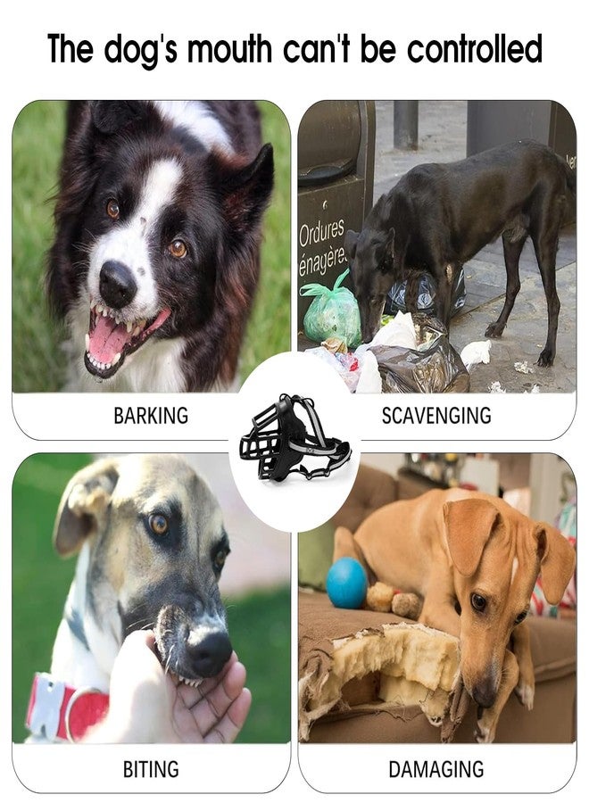 kanuoc Dog Muzzle, Breathable Basket Muzzles for Small Medium Large Sized Dogs, Adjustable Humane Cage Mouth Cover for Scavenging Grooming Biting Chewing, Allows Panting and Drinking(Soft Rubber, L) - Image 5