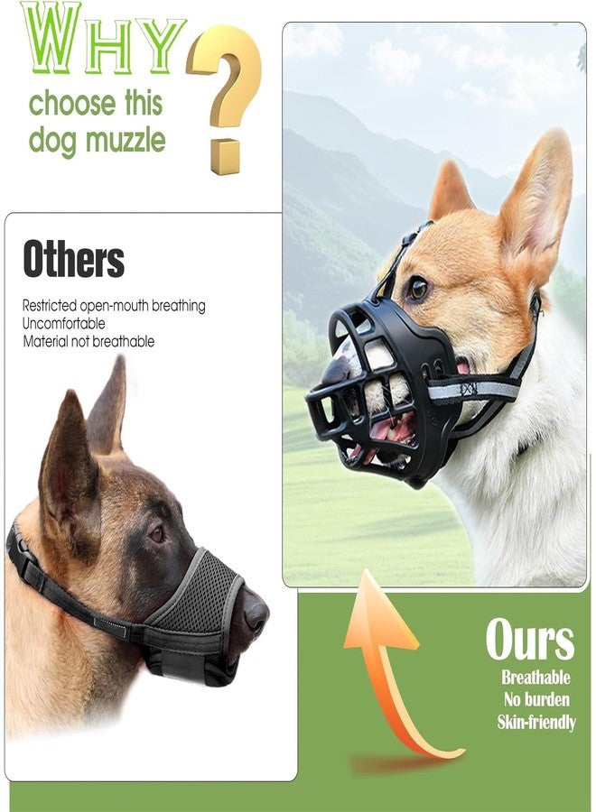 kanuoc Dog Muzzle, Breathable Basket Muzzles for Small Medium Large Sized Dogs, Adjustable Humane Cage Mouth Cover for Scavenging Grooming Biting Chewing, Allows Panting and Drinking(Soft Rubber, L) - Image 4