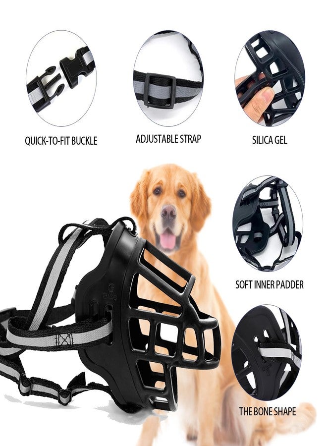 kanuoc Dog Muzzle, Breathable Basket Muzzles for Small Medium Large Sized Dogs, Adjustable Humane Cage Mouth Cover for Scavenging Grooming Biting Chewing, Allows Panting and Drinking(Soft Rubber, L) - Image 3