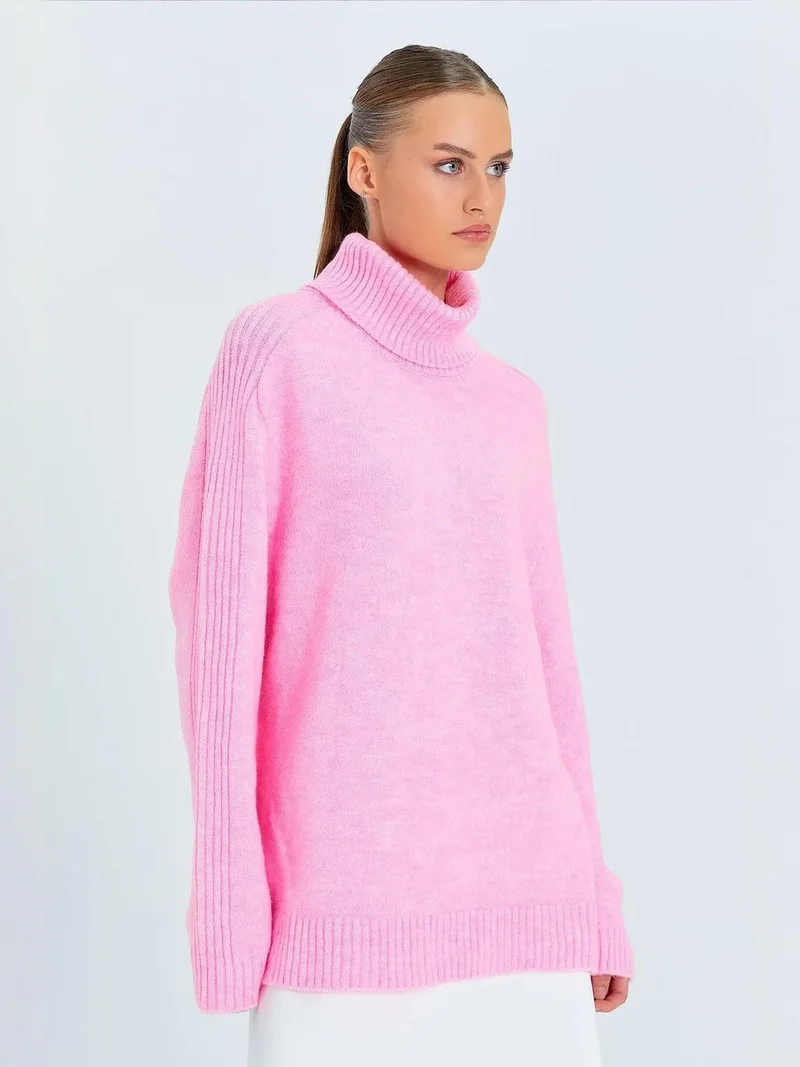 MixRay Mixray Loose Fit Turtleneck Knit Sweater