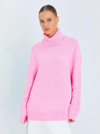 MixRay Mixray Loose Fit Turtleneck Knit Sweater