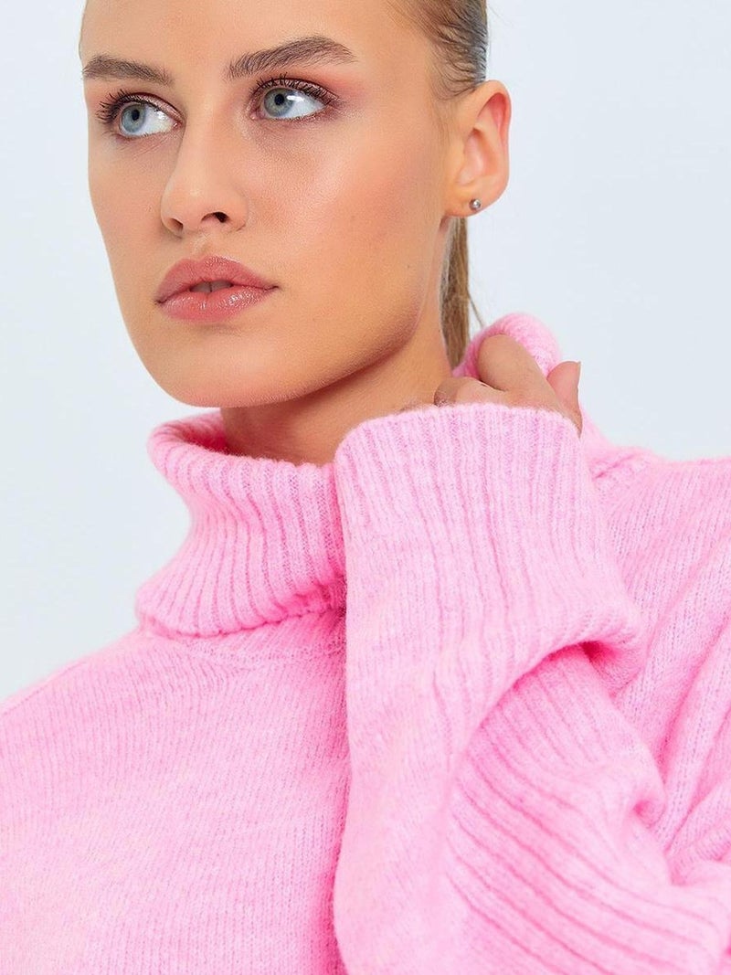 Mixray Loose Fit Turtleneck Knit Sweater - Image 5