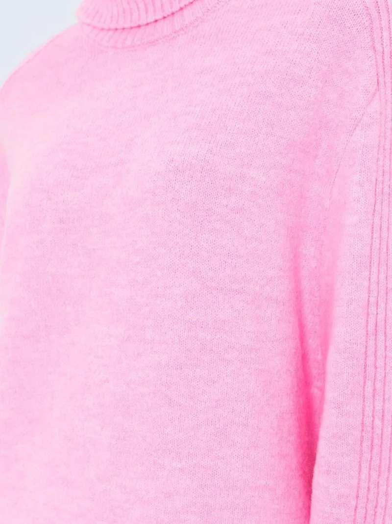 Mixray Powder Pink Mixray Loose Fit Turtleneck Knit Sweater for Women | Best Price UAE