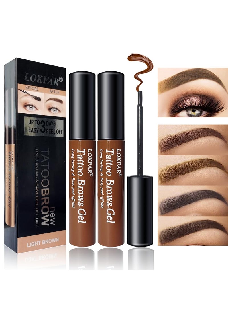 LSxia 2 Pcs Peel Off Tattoo Eyebrow Gel Set Natural Color EyeBrow Gel LongLasting Waterproof Eyebrow Tattoo Easy Peel Off Eyebrow Brow Tattoo Makeup Up To 3 Days Light Brown 