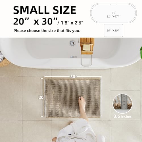 TYUU Waffle Bath Mat Boho Bathroom Rugs Non Slip Washable Super Absorbent Quick Dry Bath Mat Farmhouse Bathroom Decor 30x20 Khaki and White - Image 3