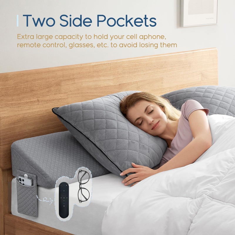 Home Mate Homemate King Sizeï¼ˆ76"x10"x6"ï¼‰ Bed Wedge Pillow for Headboard - Upgraded Bed Gap Filler King Between Mattress and Headboard - Wedge headboard Pillow - Grey - Image 2