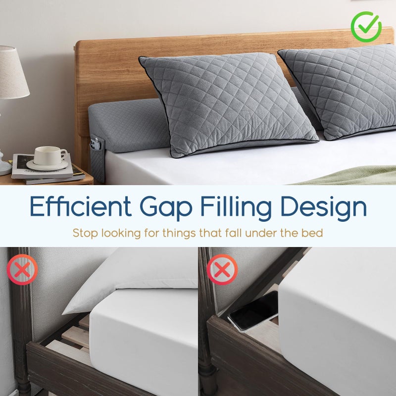 Home Mate Homemate King Sizeï¼ˆ76"x10"x6"ï¼‰ Bed Wedge Pillow for Headboard - Upgraded Bed Gap Filler King Between Mattress and Headboard - Wedge headboard Pillow - Grey - Image 4