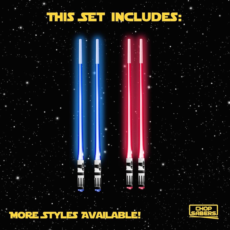 ChopSabers Lightsaber Chopsticks Light Up, Star Wars Chopsticks Light Up, Mini Lightsaber, Fun Chop, Cool Chopsticks, Light Saber Chopsticks, Led Chopsticks, 2 PAIRS, Blue Red (Frosted Tips) - Image 4