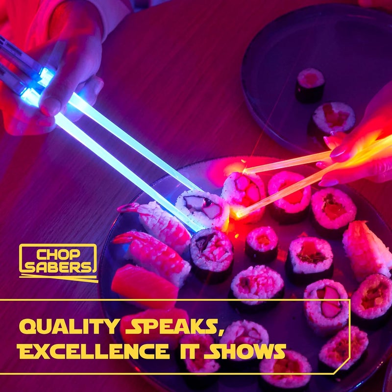 ChopSabers Lightsaber Chopsticks Light Up, Star Wars Chopsticks Light Up, Mini Lightsaber, Fun Chop, Cool Chopsticks, Light Saber Chopsticks, Led Chopsticks, 2 PAIRS, Blue Red (Frosted Tips) - Image 3