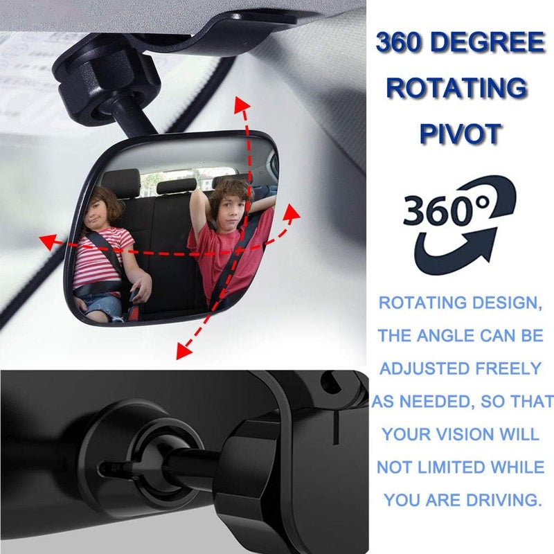 JONMON Automotive Interior Rearview Baby Mirror  Car Small ClipOn Adjustable Facing Back Rear View Seat Convex Mirror Clip on Car or Truck Sun Visor Original - Image 4