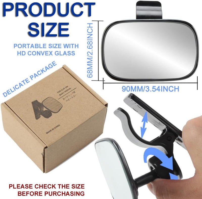 JONMON Automotive Interior Rearview Baby Mirror  Car Small ClipOn Adjustable Facing Back Rear View Seat Convex Mirror Clip on Car or Truck Sun Visor Original - Image 2