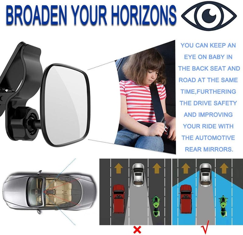 JONMON Automotive Interior Rearview Baby Mirror  Car Small ClipOn Adjustable Facing Back Rear View Seat Convex Mirror Clip on Car or Truck Sun Visor Original - Image 5