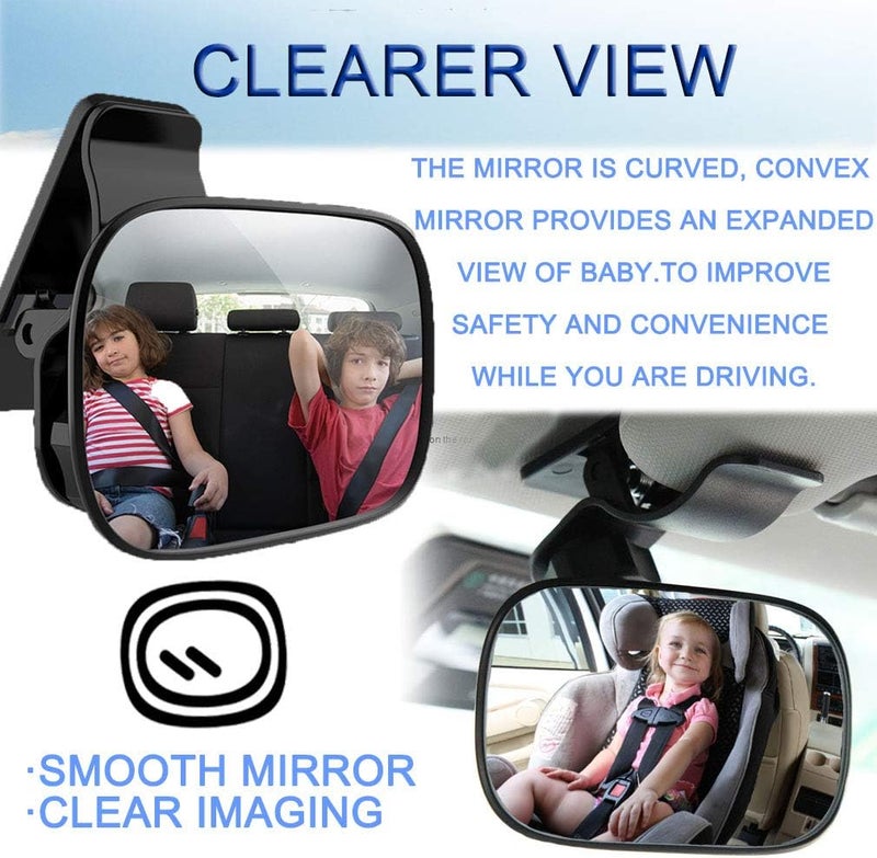 JONMON Automotive Interior Rearview Baby Mirror  Car Small ClipOn Adjustable Facing Back Rear View Seat Convex Mirror Clip on Car or Truck Sun Visor Original - Image 3