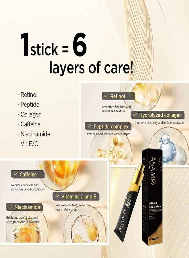 ASAMO Retinol Eye Cream – Retinol and Peptides for Fine Lines, Puffiness, and Under-Eye Shadows, Anti Aging, Eye Care Daily Wrinkle Cream,1.06 fl.oz - Image 5