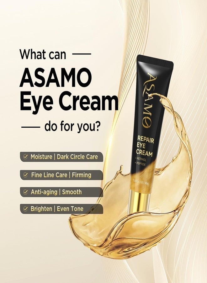 ASAMO Retinol Eye Cream – Retinol and Peptides for Fine Lines, Puffiness, and Under-Eye Shadows, Anti Aging, Eye Care Daily Wrinkle Cream,1.06 fl.oz - Image 2