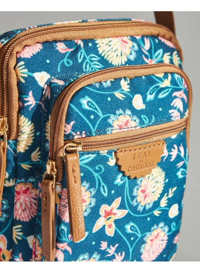 Chumbak Teal by Chumbak Blue Bloom Wallet  Sling Bag