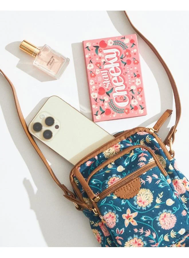 Chumbak Teal by Chumbak Blue Bloom Wallet  Sling Bag