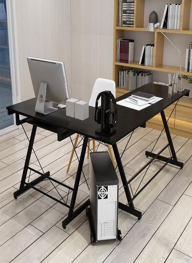 fashionhome طاولة ألعاب على شكل حرف L مع حامل شاشة كبير ومحطة عمل كتابة قوية 278 × 48 × 74 سم - Image 3