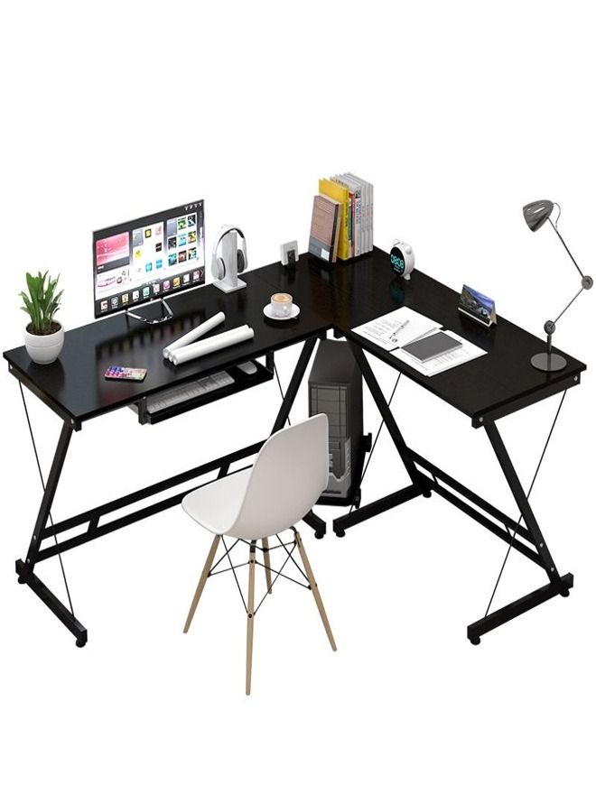 fashionhome طاولة ألعاب على شكل حرف L مع حامل شاشة كبير ومحطة عمل كتابة قوية 278 × 48 × 74 سم - Image 2