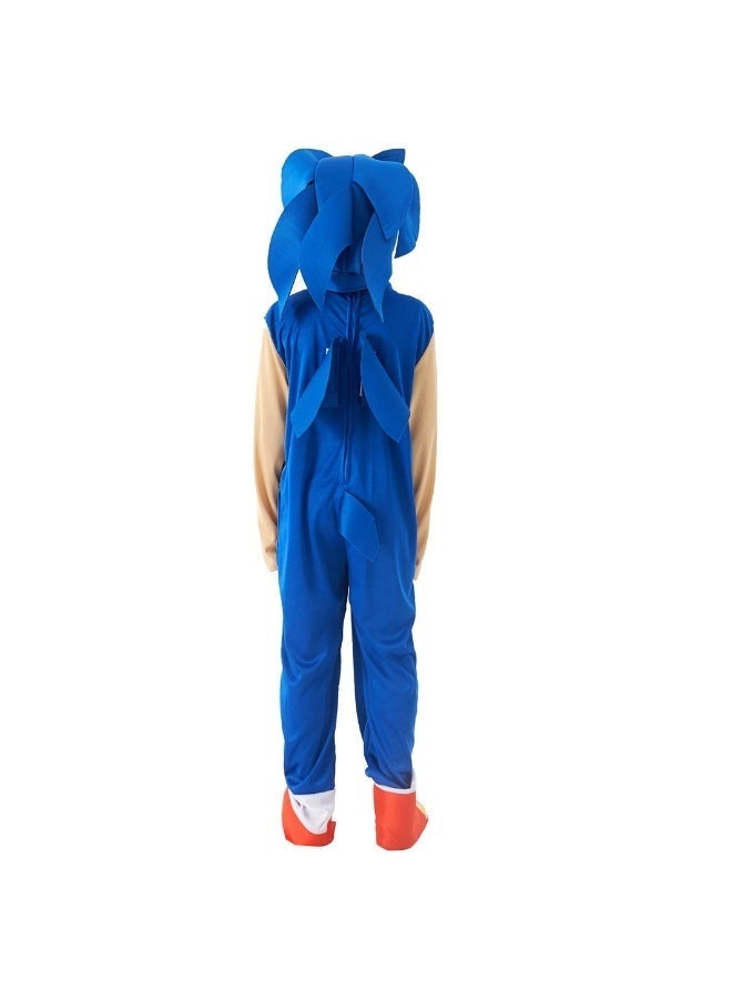 Kidzilla Kids Sonic-Inspired Blue Costume Set – Hood, Jumpsuit & Gloves for Halloween, Cosplay & Stage XL-130cm - Image 5