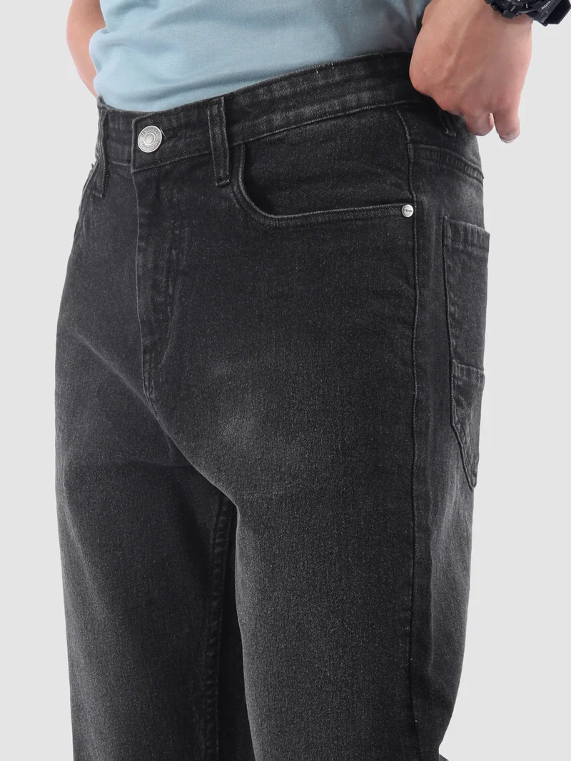 Beyoung Black Spray Washed Regular Fit Jeans