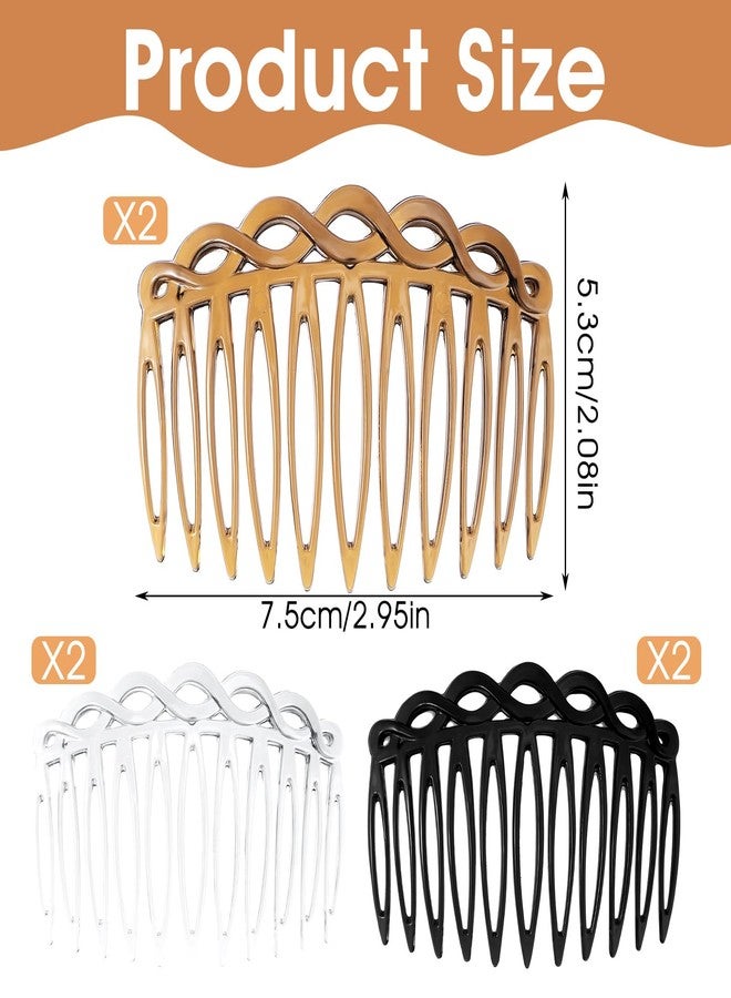 Ymapinc French Hair Combs Set of 6 - Decorative Comb Clips for Women, Resin Hair Comb Clips with Strong Hold for Styling, Black White Coffee Colors - Image 2