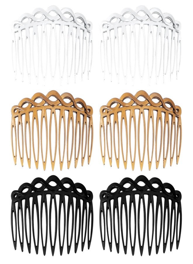 Ymapinc French Hair Combs Set of 6 - Decorative Comb Clips for Women, Resin Hair Comb Clips with Strong Hold for Styling, Black White Coffee Colors - Image 1